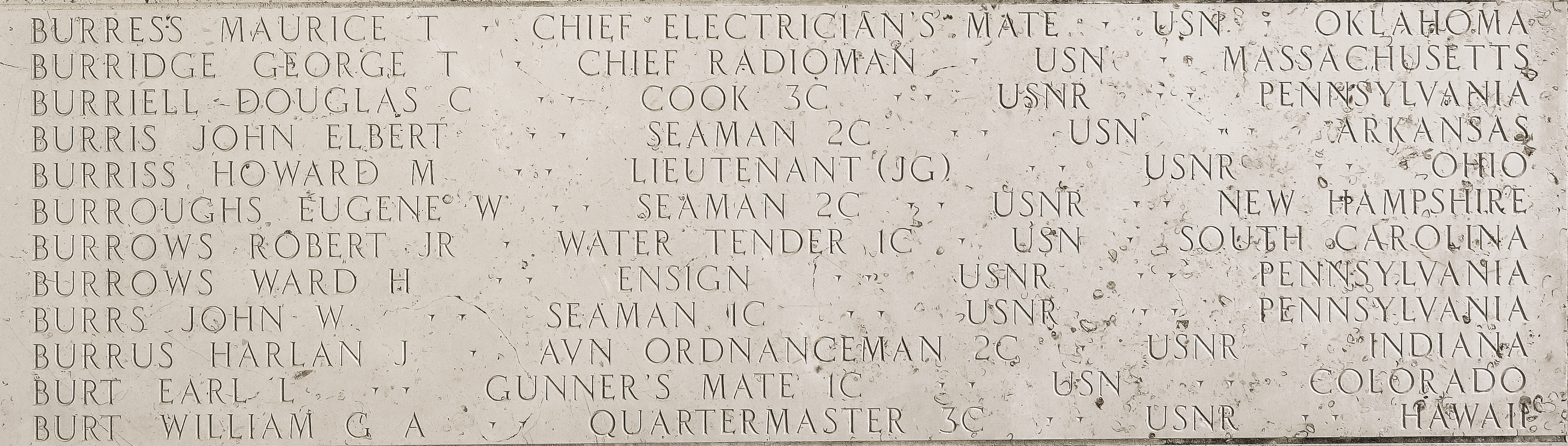 Harlan J. Burrus, Aviation Ordnanceman Second Class